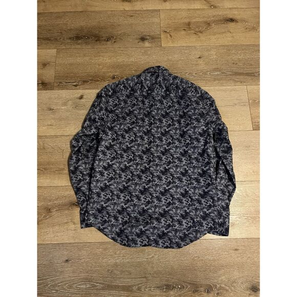 Kenneth Cole Mens Gray Camo Long Sleeve Button Up Dress Shirt Size Large NWT - Picture 2 of 3